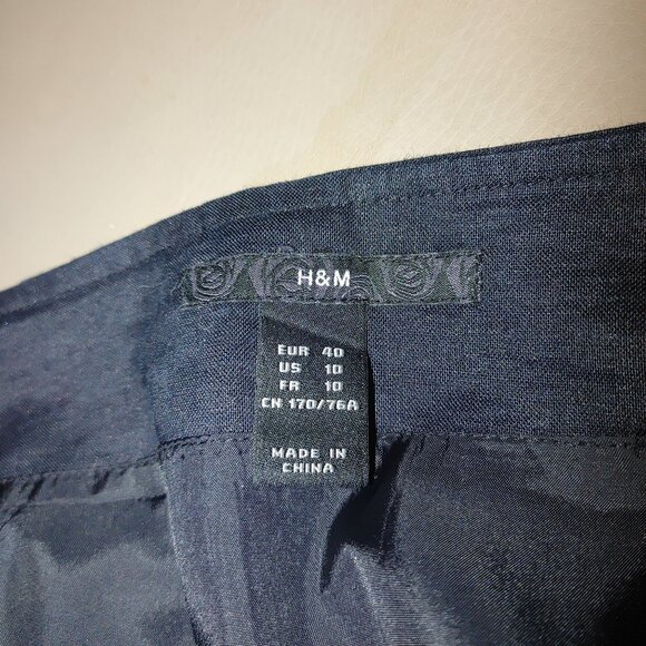 H&M Women's Ruffle Hem Pencil Skirt Size 10 Navy Blue - Picture 5 of 8